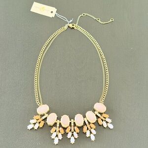 Olivia Welles Pink & Gold Crystal Cluster Necklace
